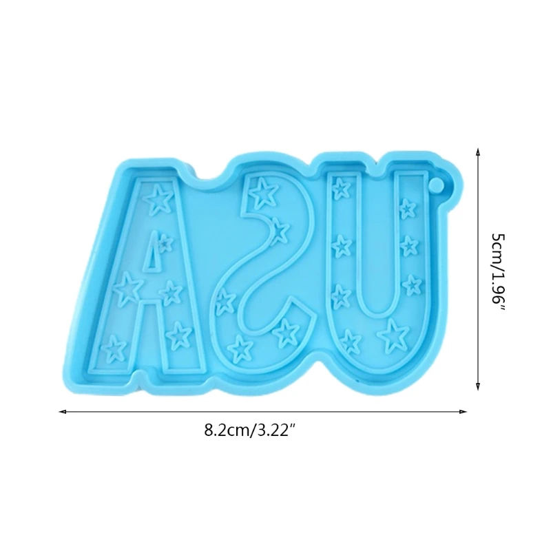 

Letters USA Keychain Epoxy Resin Mold Handmade Necklace Pendant Silicone Mould P9YF