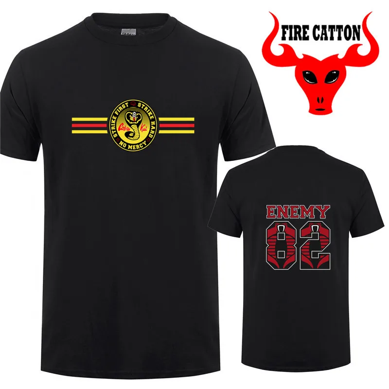 Новинка полосатая футболка с принтом &quotвраг-Кобра Кай&quot Футболка для мальчиков