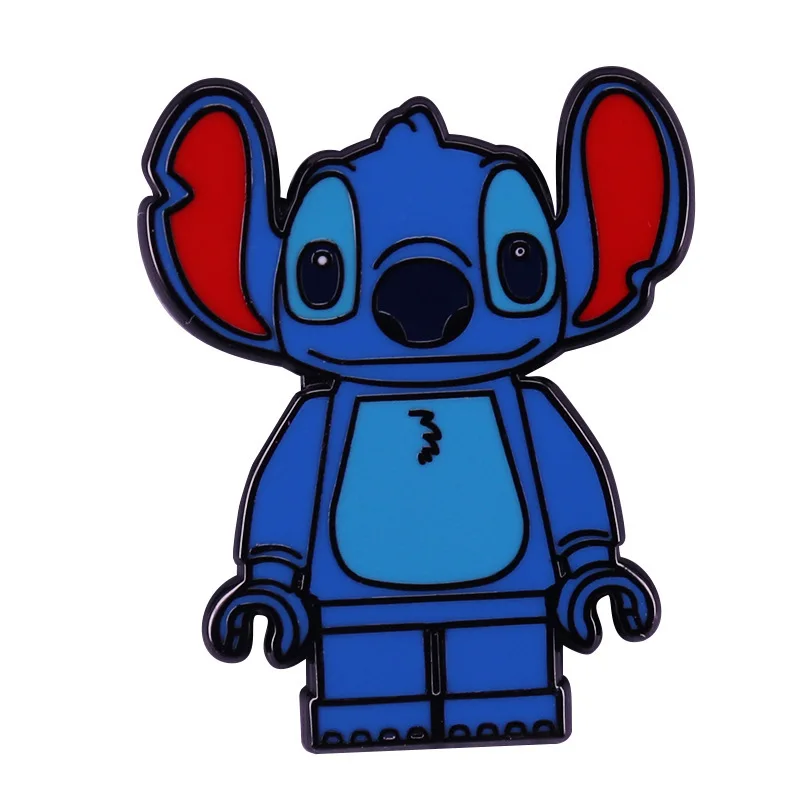 

Cute Cartoon Interstellar Baby Stitch Brooch Men and Women Collar Bag Hat Accessories Pin Imitation Lego Metal Badge