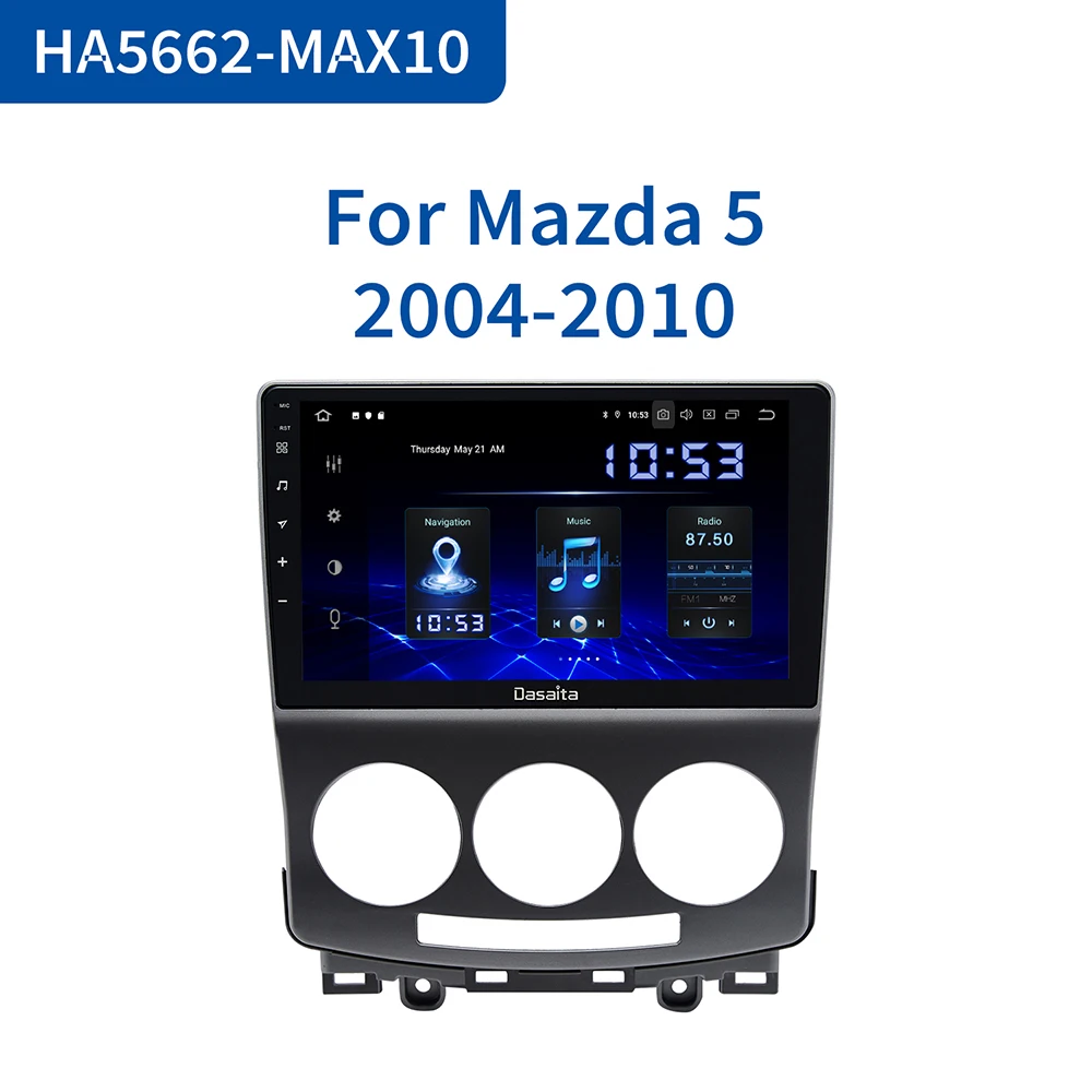 

Dasaita 9" IPS Car Stereo Android10.0 for Mazda 5 GPS 2005 2006 2007 2008 2009 2010 Navigation BT5.0 MP3 Player 64G ROM MAX10