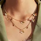 Модное женское ожерелье-бабочка, двухслойная простая Подвеска-бабочка из сплава, цепочка для ключицы, Женские аксессуары, оптовая продажа