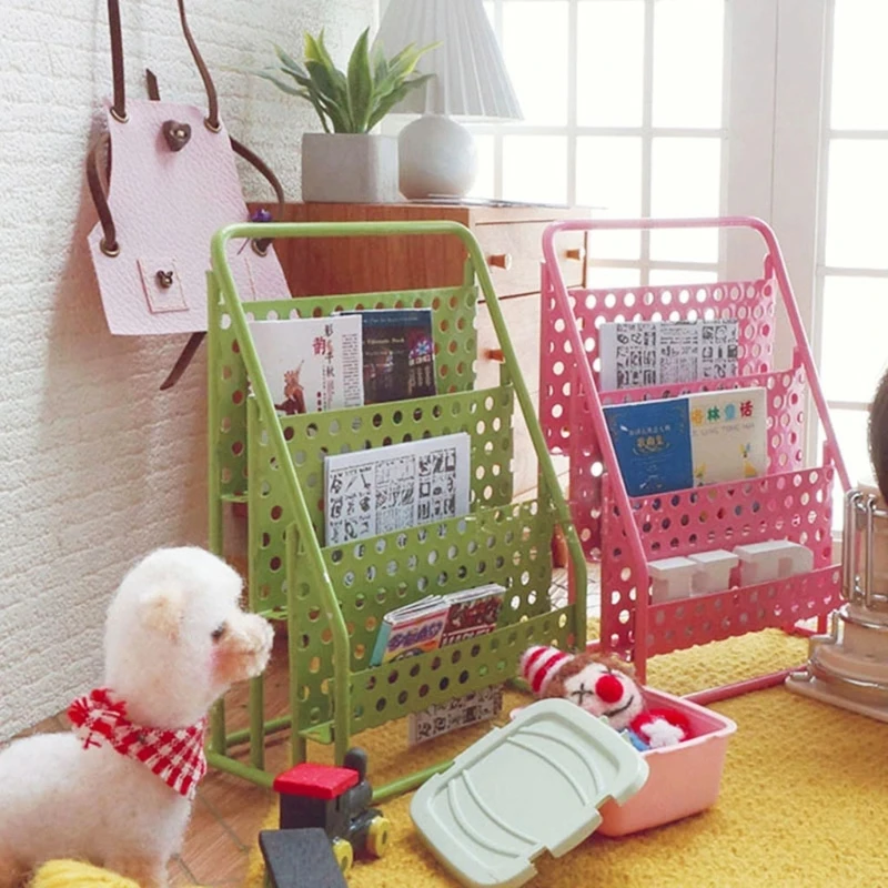 

1/12 Dollhouse Miniatures Metal Book Rack Mini Newspaper Stand Wrought Iron Magazine Holder Bookshelf Furniture Toys