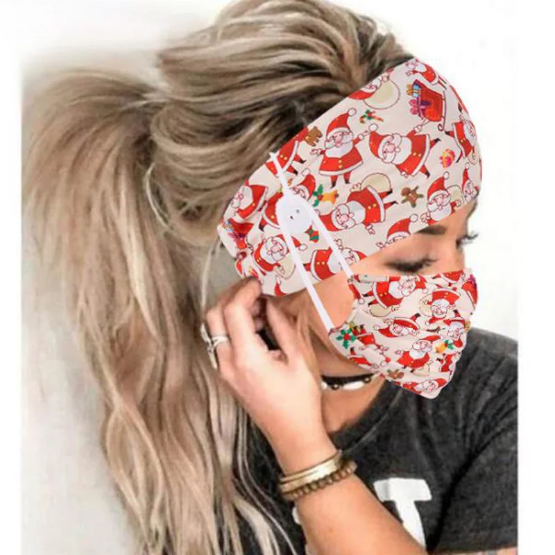 2 шт./лот Рождественская пуговица спортивная повязка на голову маска Женская