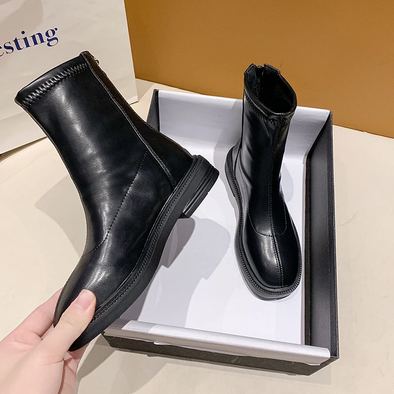 

Модные дизайнерские мотоциклетные ботильоны, женская кожаная обувь на платформе в Корейском стиле, осенне-зимние готические Ботинки Челси ...