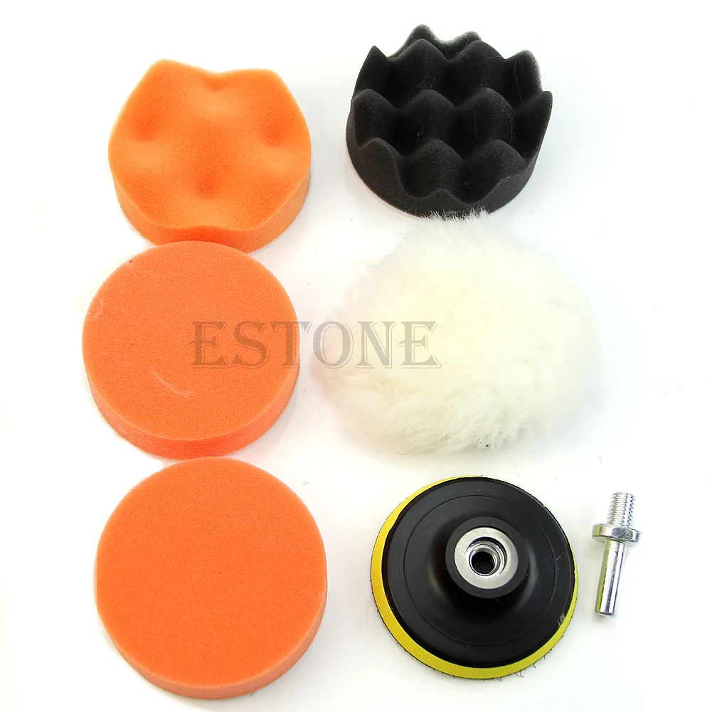 

7Pcs 3'' Buffing Pad Auto Car Polishing Wheel Kit Buffer + M10 Drill Adapter B95A
