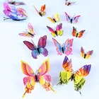12 шт. наклейки на стену с бабочками, домашний декор, многоцветные двухслойные 3D наклейки с бабочками, для детской спальни, стенка холодильника, декоративные наклейки