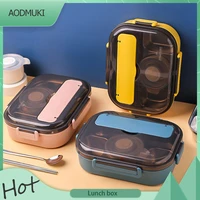stainless steel lunch box with bag cutlery soup cup water injection heating subgrid bento box leak proof portable lunch box set