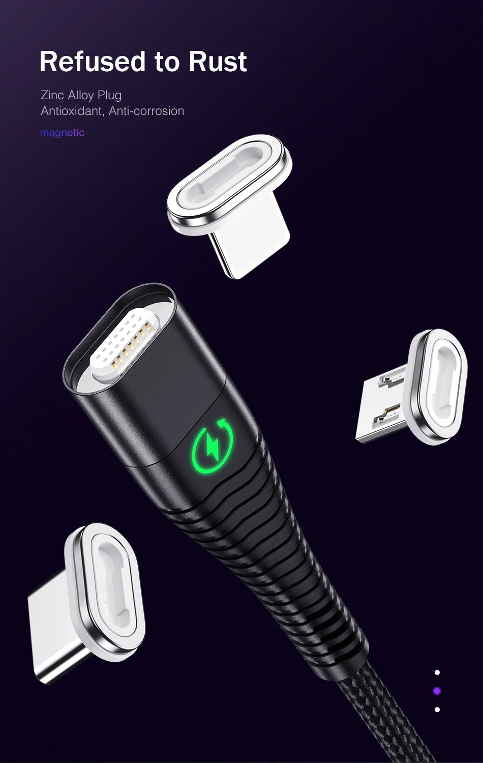 Rock Usb type-C кабель 1 м 2 м светодиодный магнитный кабель для быстрой зарядки для samsung Galaxy S9 S8 Plus Note 9 8 OnePlus 7 Pro зарядный кабель
