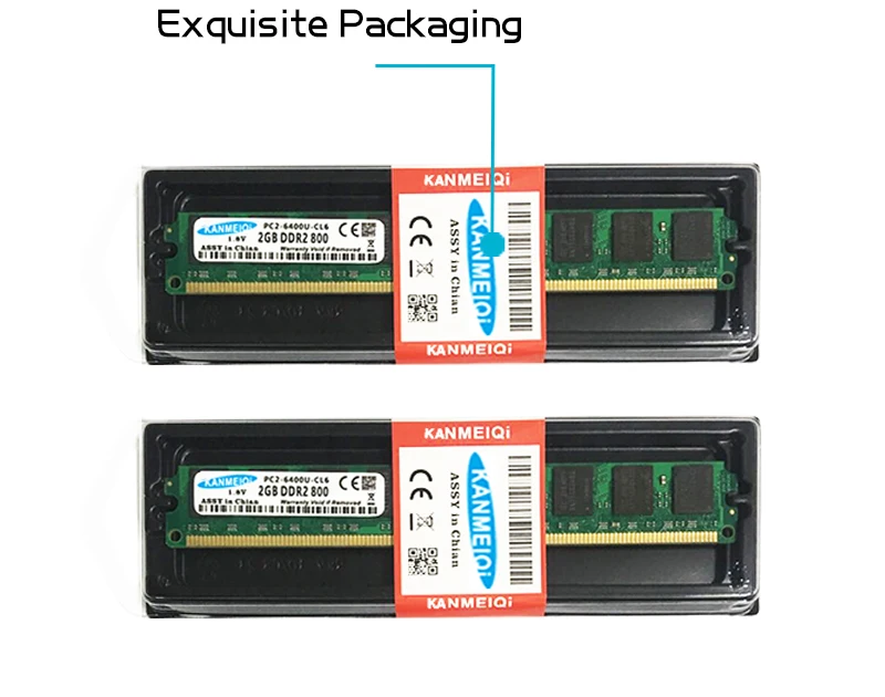 KANMEIQi ddr2 ram 2GB 800MHz Настольный Dimm 4gb(2pcs X2GB) 533/667MHz Память 240pin 1,8 V PC2-6400-CL6