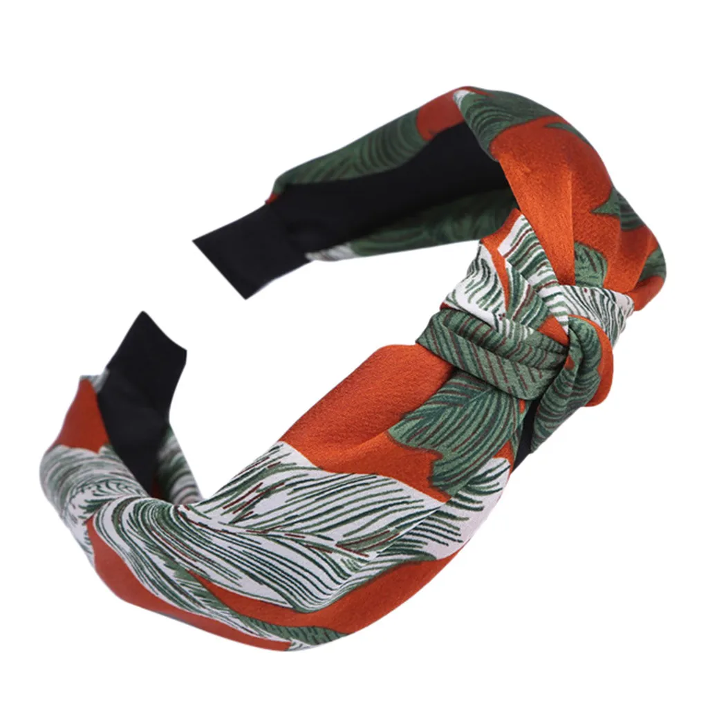 Женская тканевая повязка на голову элегантная повседневная с принтом и узлом