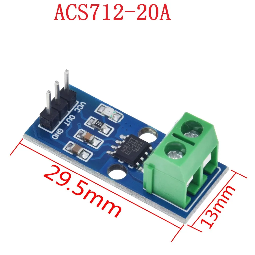 1 шт. GREAT IT ACS712 5A 20A 30A диапазон зал Текущий сенсор модуль ACS712 модуль для Arduino 5A 20A 30A - Цвет: ACS712-20A