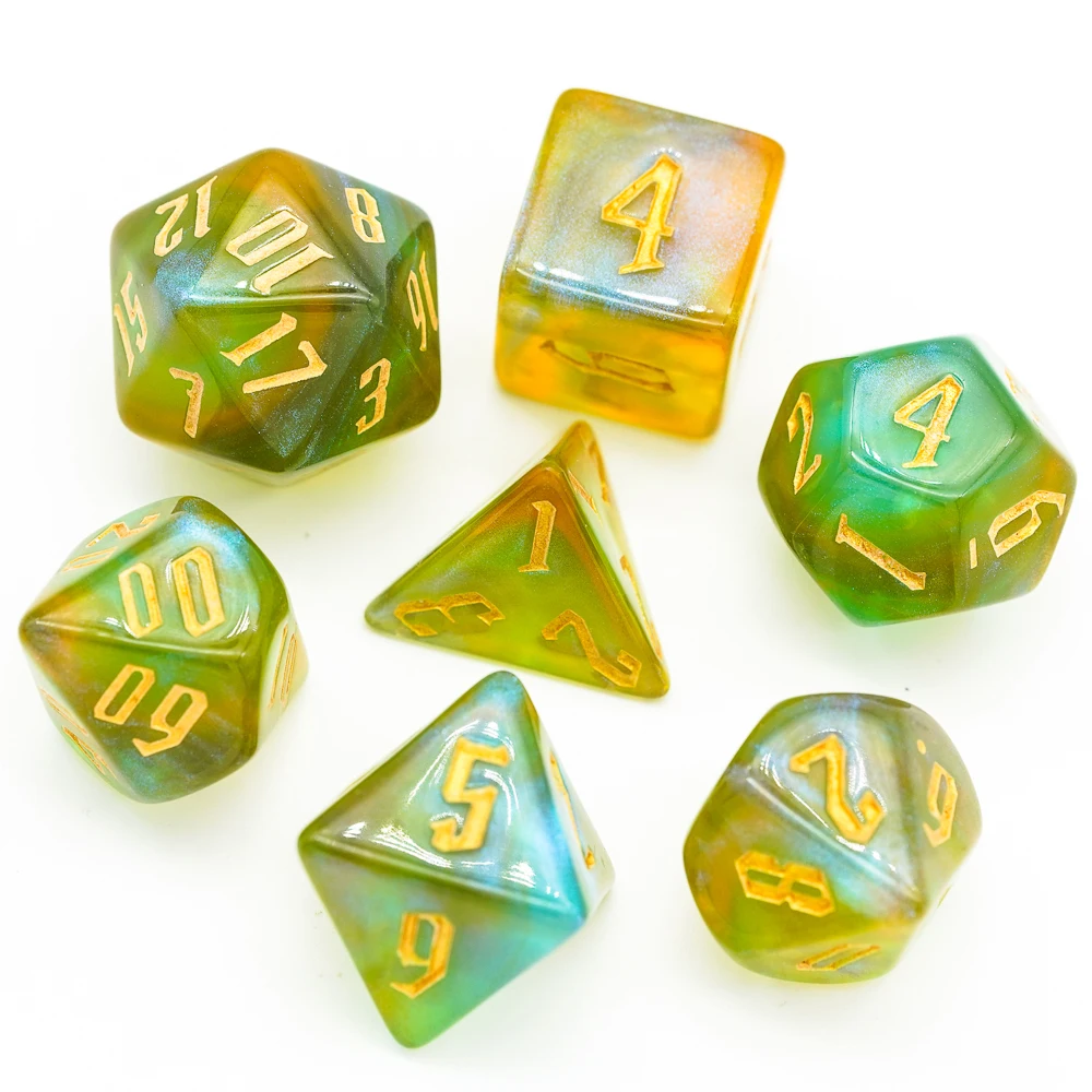 7 шт./компл. серый/оранжевый/синий игральные кости DND набор D4 D6 D8 D10 D % D12 D20 с