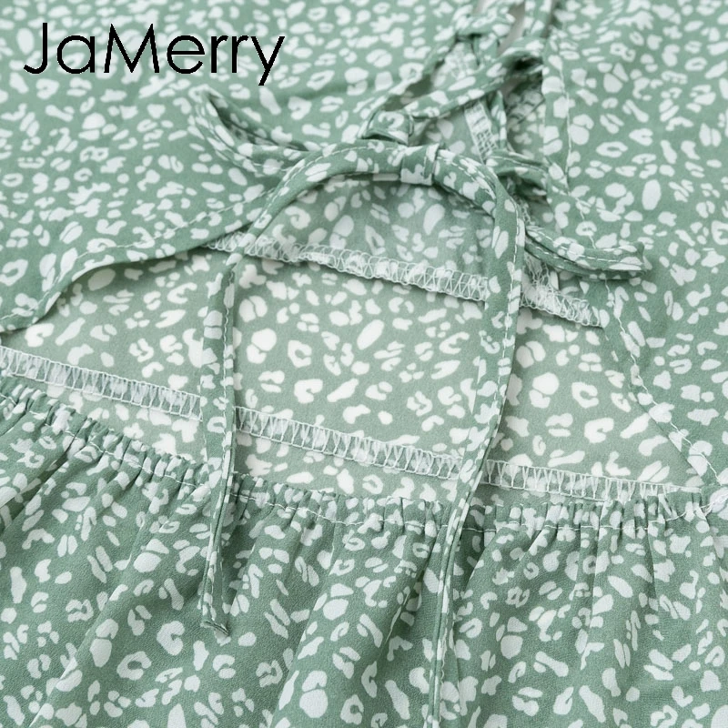JaMerry винтажное элегантное шифоновое платье в стиле бохо женское горошек с рюшами