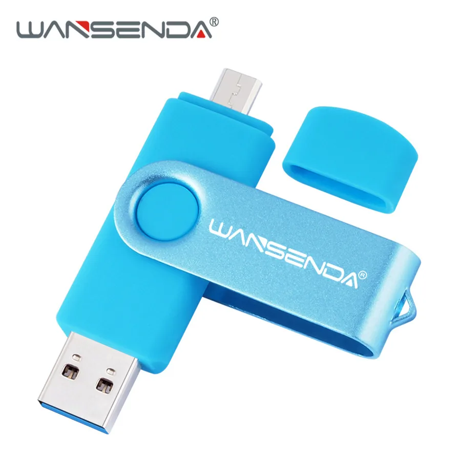 Синий WANSENDA OTG USB флеш-накопитель 2 в 1 USB3.0& Micro Usb накопитель 16 ГБ 32 ГБ 64 Гб 128 ГБ 256 Гб внешний накопитель - Цвет: Синий