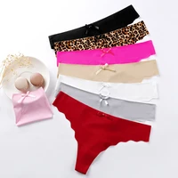 seamless underwear panties thong sexy string intimate leopard print super thin ice silk wholesale low rise underpants pants