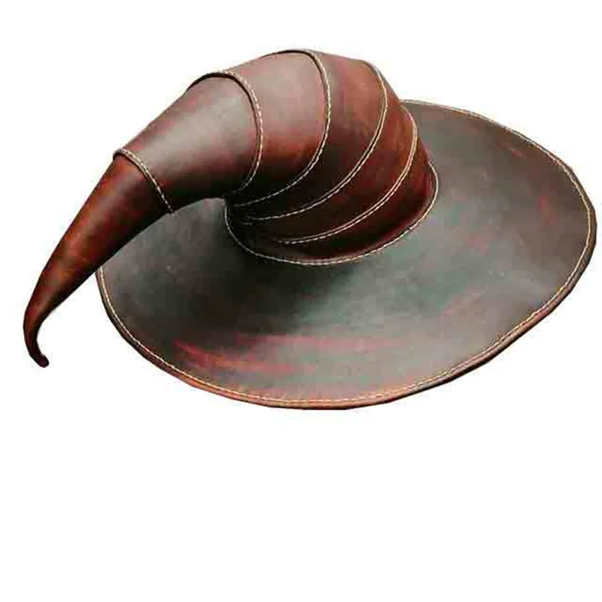 

Medieval Cosplay Witch Hat PU Leather Middle Age Retro Accessories Women Halloween Costumes for Adults Men Carnival Party Wear