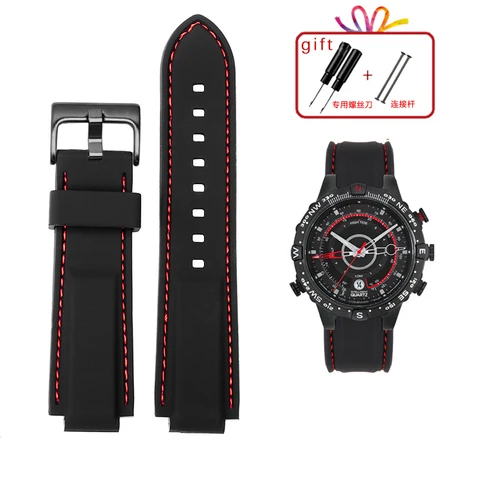 for men's Timex E-tide Compass T2N720 T2N721 TW2T76300 waterproof soft Silicone Rubber Watchband  strap with tools Screw pins
