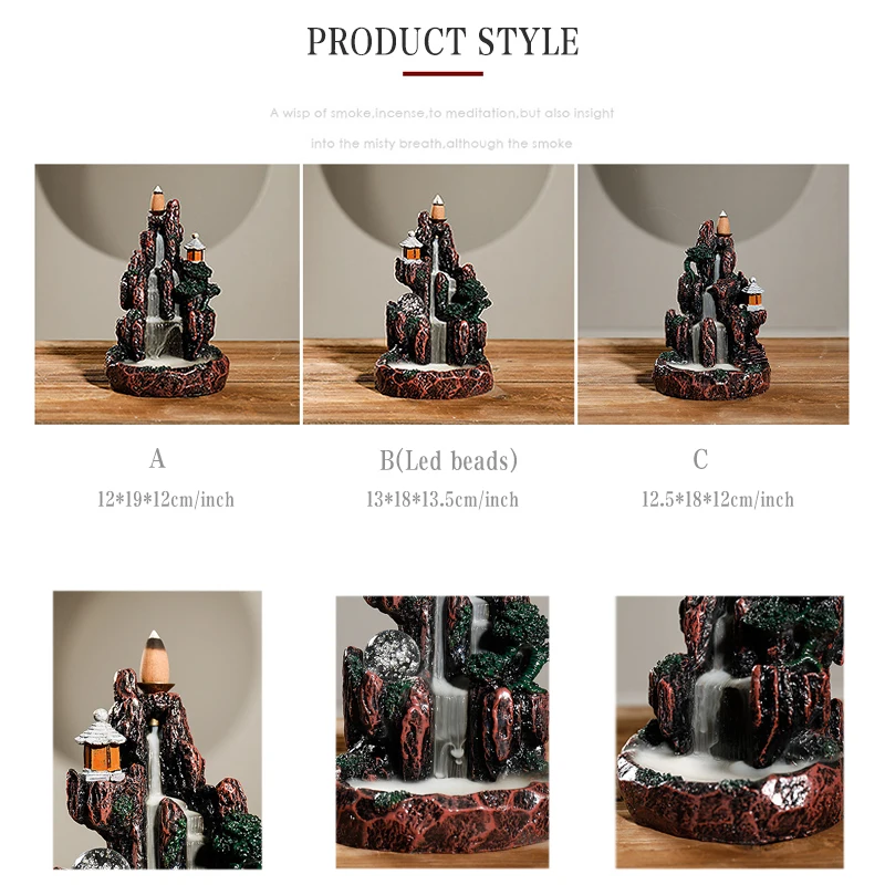 

Конусная горелка для благовоний с обратным потоком, подставка из смолы Xiang светодиодный светодиодсветильник кой и 20 благовоний для гор, для ...