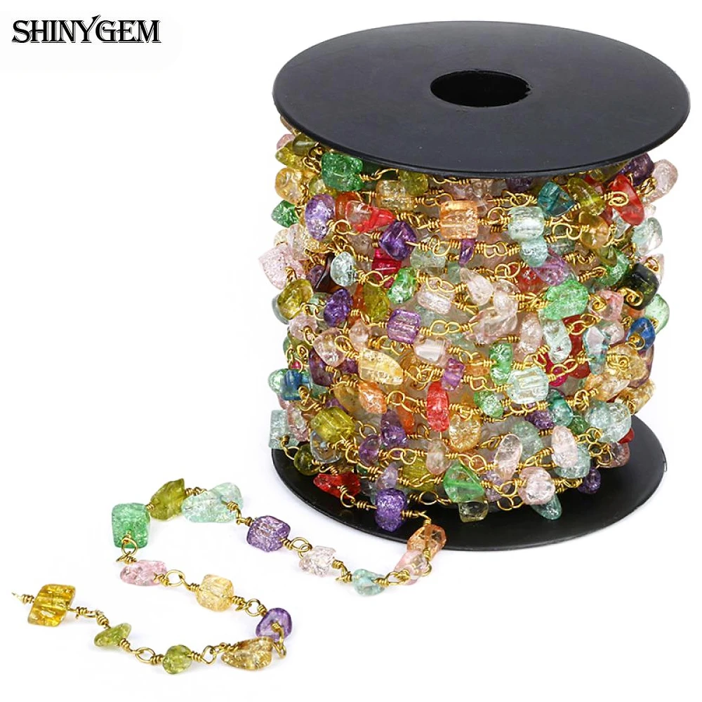 Позолоченные медные цепи ShinyGem нестандартной огранки с кристаллами друза для