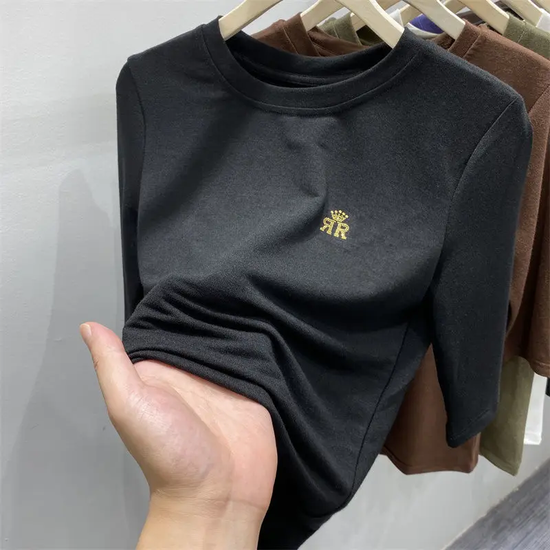 Женская футболка с круглым вырезом TSXT Повседневная Свободная в Корейском стиле