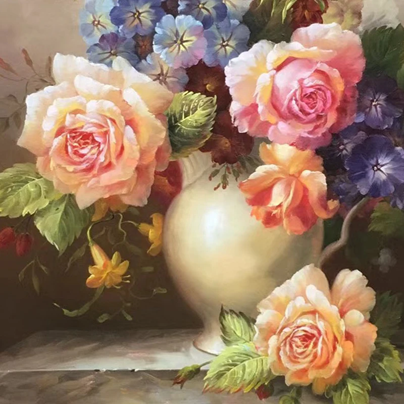 KOWELL 100% Классическая Цветочная ваза ручная роспись масляная живопись на холсте