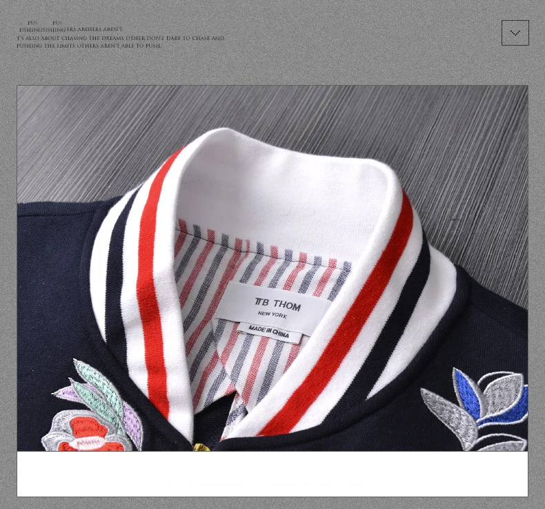 

2021 Fashion TB Brand Sweatershirts Men Jacket Flower Embroidery Hip Hop Clothing Baseball Uniform Casual Sportswear Coat