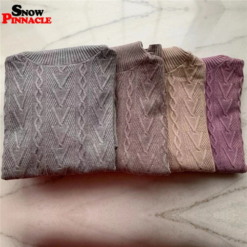 Women sweater suits Knitted tracksuit Autumn winter turtleneck pullovers+ long pants for female knitted customs sets