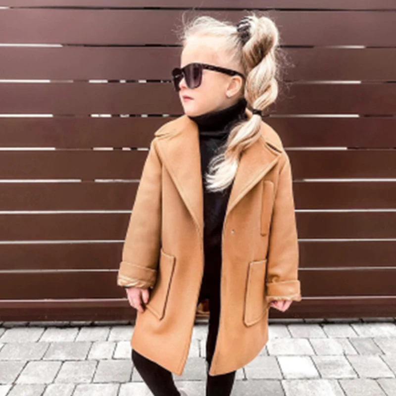 2020 г. Новая осенняя одежда для детей плащ маленьких девочек пальто модное длинное