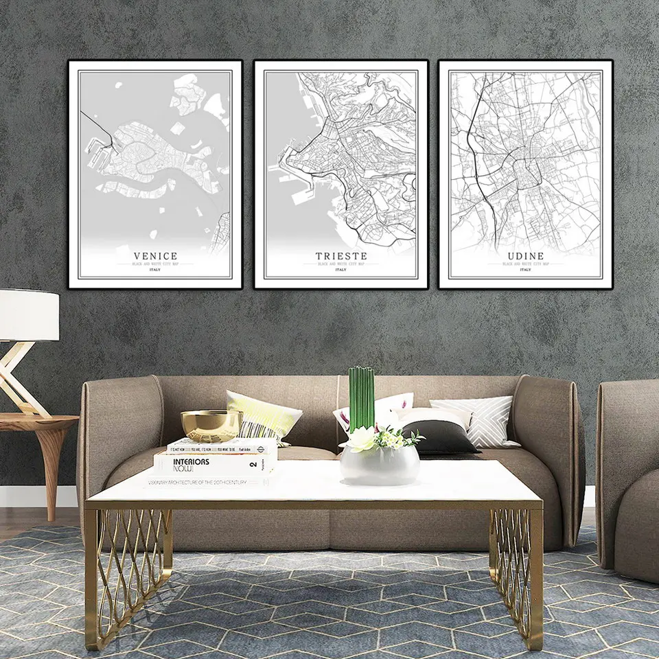 Итальянский настенный плакат черно белого цвета в скандинавском стиле для