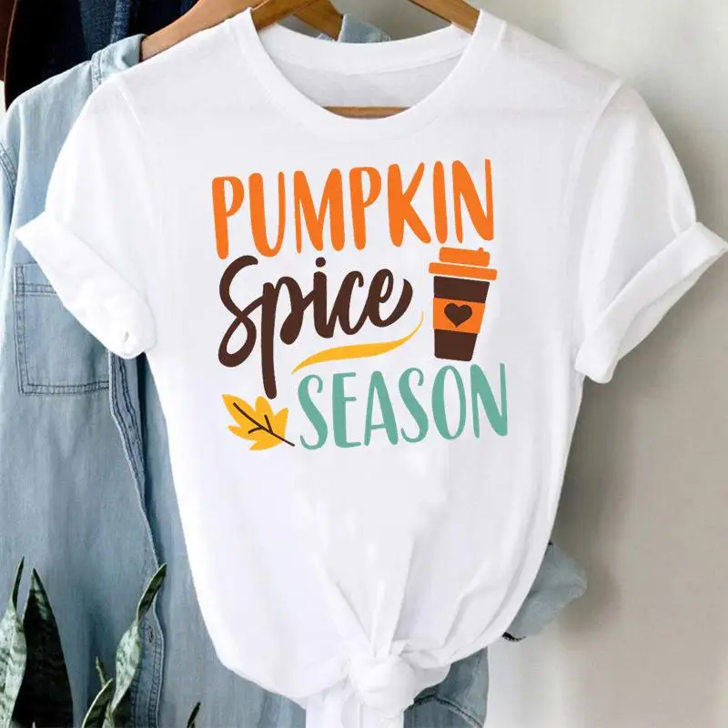 

Women lovely truck Halloween Thanksgiving 90s Pumpkin autumn Fall Graphic Clothes Tshirt Top Print kawaii T Female Tee T-Shirt