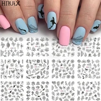 hnuix 12 designs nail stickers set mixed floral geometric sexy girl nail art water transfer decals tattoos sliders manicure