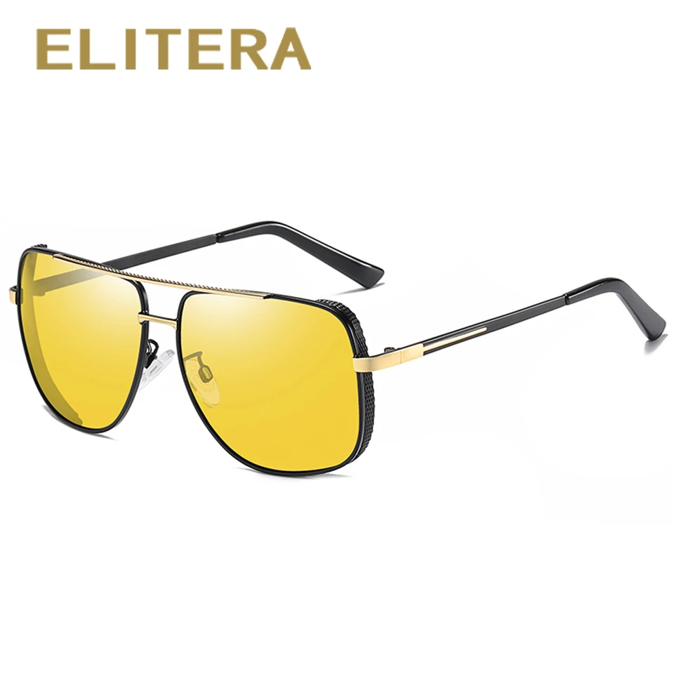 

ELITERA Men Night Vision Driving Glasses Yellow Black Lenses Driver Safety Sunglasses