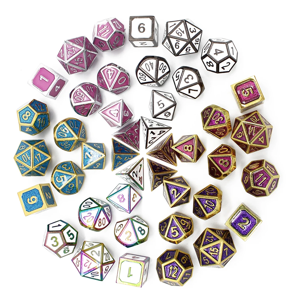 

Metal Dice Rpg Game Dnd Dices Set Rpg Polyhedral Solid Dice Table Games Zinc Alloy Digital D&D Dice 7pcs D4 D6 D8 D10 D12 D20