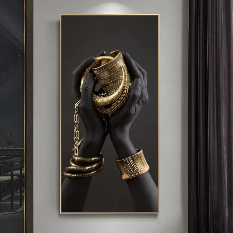 

Black Hands Holding Jewelry Canvas Art Posters And Prints African Art Canvas Paintings On the Wall Art Pictures For Living Room