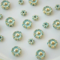 custom made blue tracing gold spray gold small flower resin diy hand made bracelet necklace jewelry accessories 80pcs