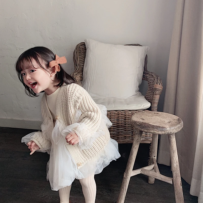 2019 Новинка осени для маленьких девочек сладкий элегантный чистый цвет