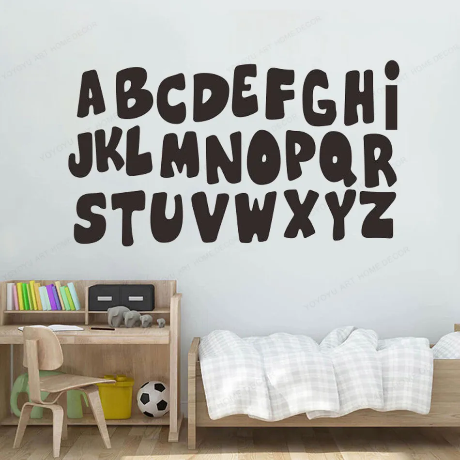 

Настенная Наклейка с алфавитом, Виниловая наклейка на стену для детской комнаты, домашний декор, съемная художественная роспись JH425