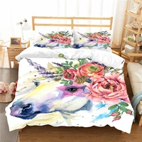 double quilt bedding coverlet unicorn pattern duvet cover set home textiles king queen single size bed linens with pillowcases
