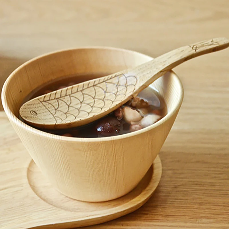 2 шт Деревянный рыбок риса Еда кухонная Ложка инструменты посуда лопатка