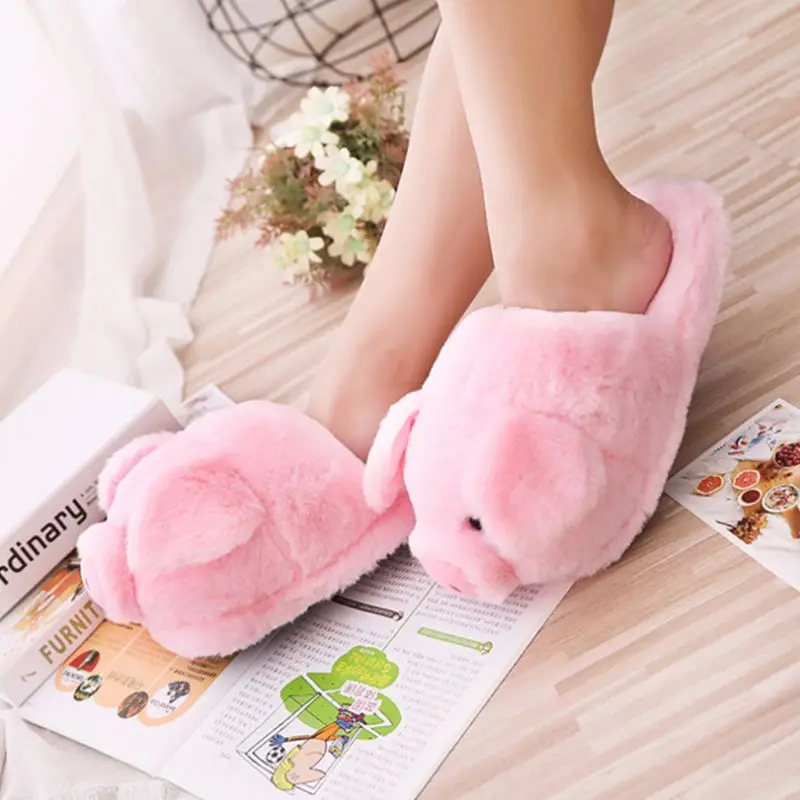 Drop Ship&ampWholesale Women Winter Cute Pink Pig Animal Cartoon Plush Slippers Non-Slip Furry Shoes Nov.19 | Обувь