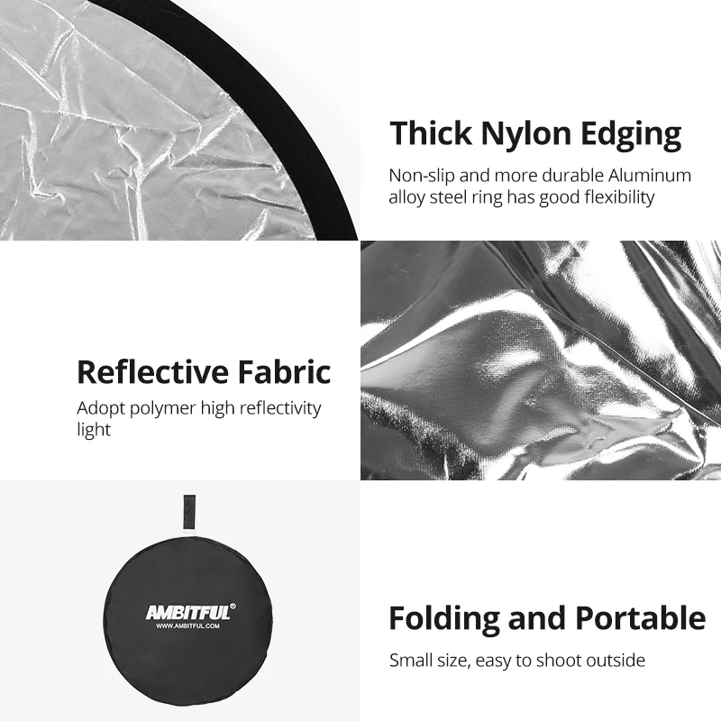 Круглый отражатель для фотосъемки 2 в 1 золотисветильник и серебристый цвета |