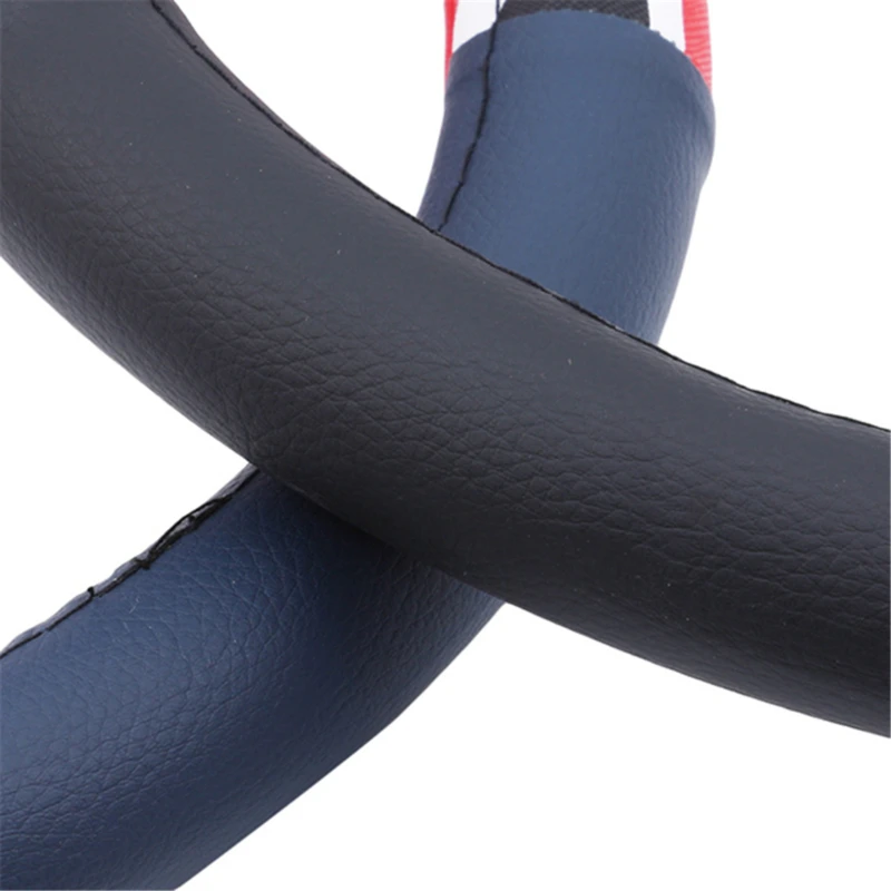 

Winter PU Leather Steering Wheel Cover Chinese British UK Flag Printed Auto Interior Accessories Car Steering Wheel Covers