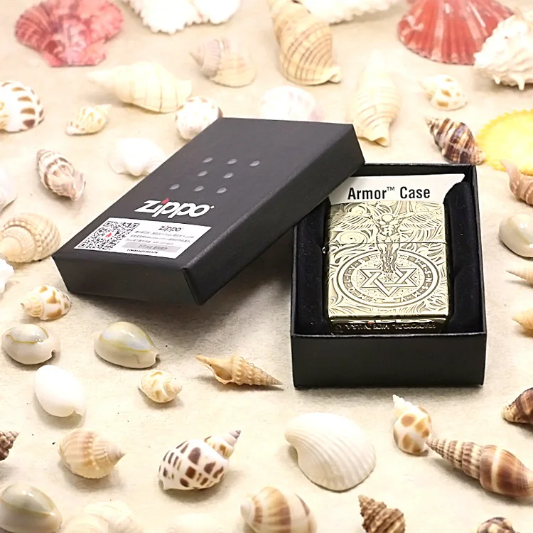 

Genuine Zippo oil lighter copper windproof Armor Guardian angel cigarette Kerosene lighters Gift With anti-counterfeiting code