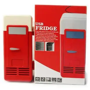 Desktop Mini Fridge USB Gadget Beverage Cans Cooler Warmer Refrigerator With Internal LED Light Car Use | Бытовая техника