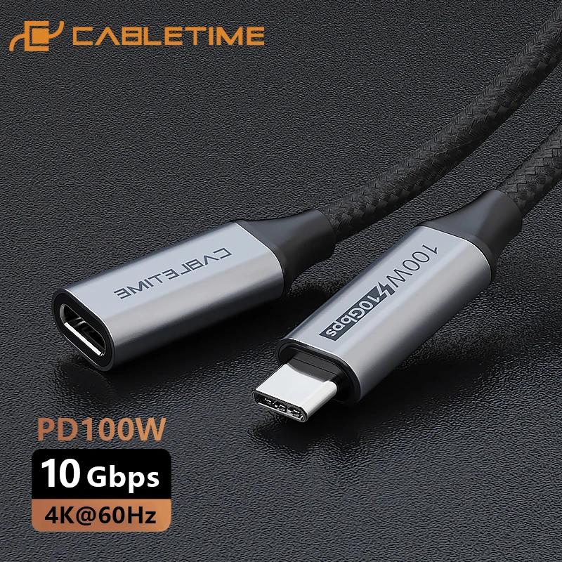 

Кабель-удлинитель CABLETIME USB C Gen 2, 4K, 60 Гц, PD100W, 10 Гбит/с, 3,1