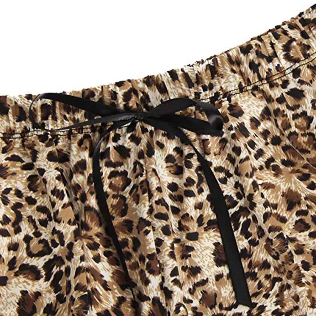 

Fashion Girls Cute Lace Leopard Print Underwear And Shorts Pajama Set Sexy Seamless underwears Set pigiama leopardo FJSL