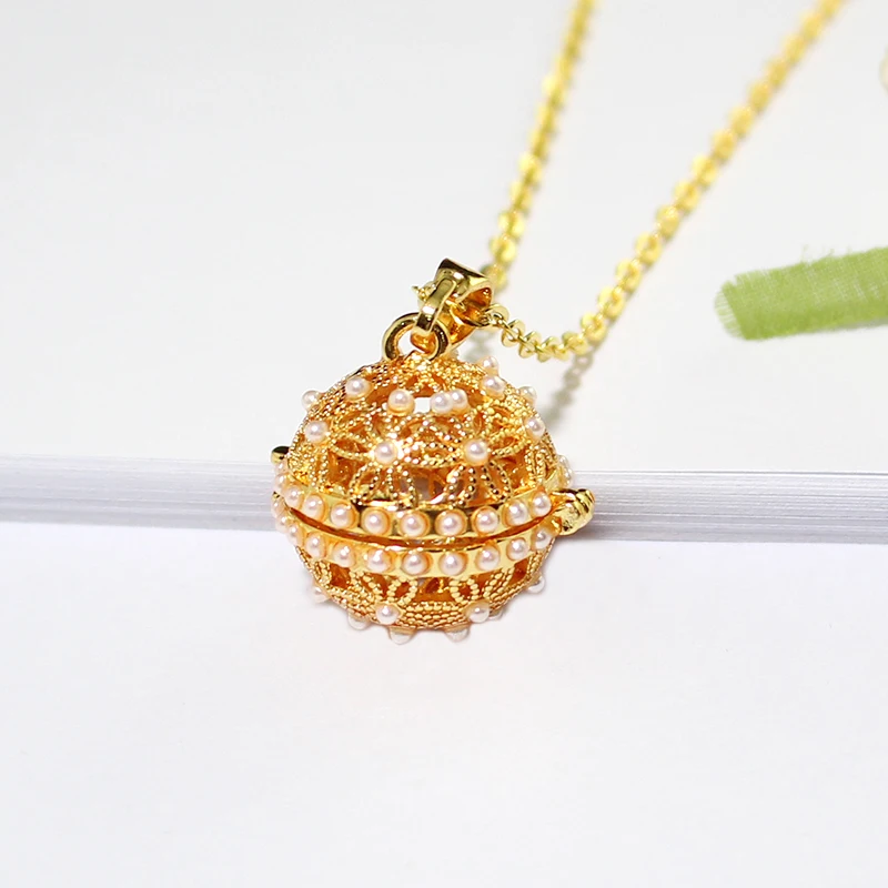 2 шт. Блестящий Жемчуг медальон ожерелье с цветком эфирное масло аромат диффузор