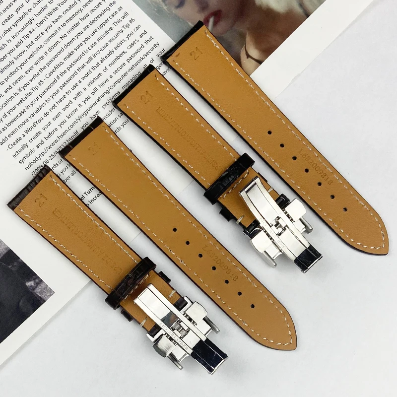 19mm 20mm 21mm Watch Band for Longines L2 Watch Strap Leather Watchband Genuine Leather Brand Strap Black Belt Men Bracelets