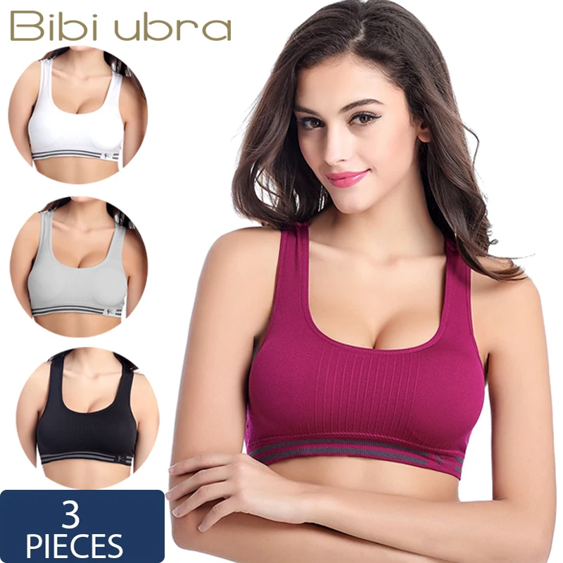

3PCS/lot Women Shockproof Quick Dry Sports Jogging Underwear Sexy Running Top Fitness Push Up Running Brassiere Padded Yoga Bras