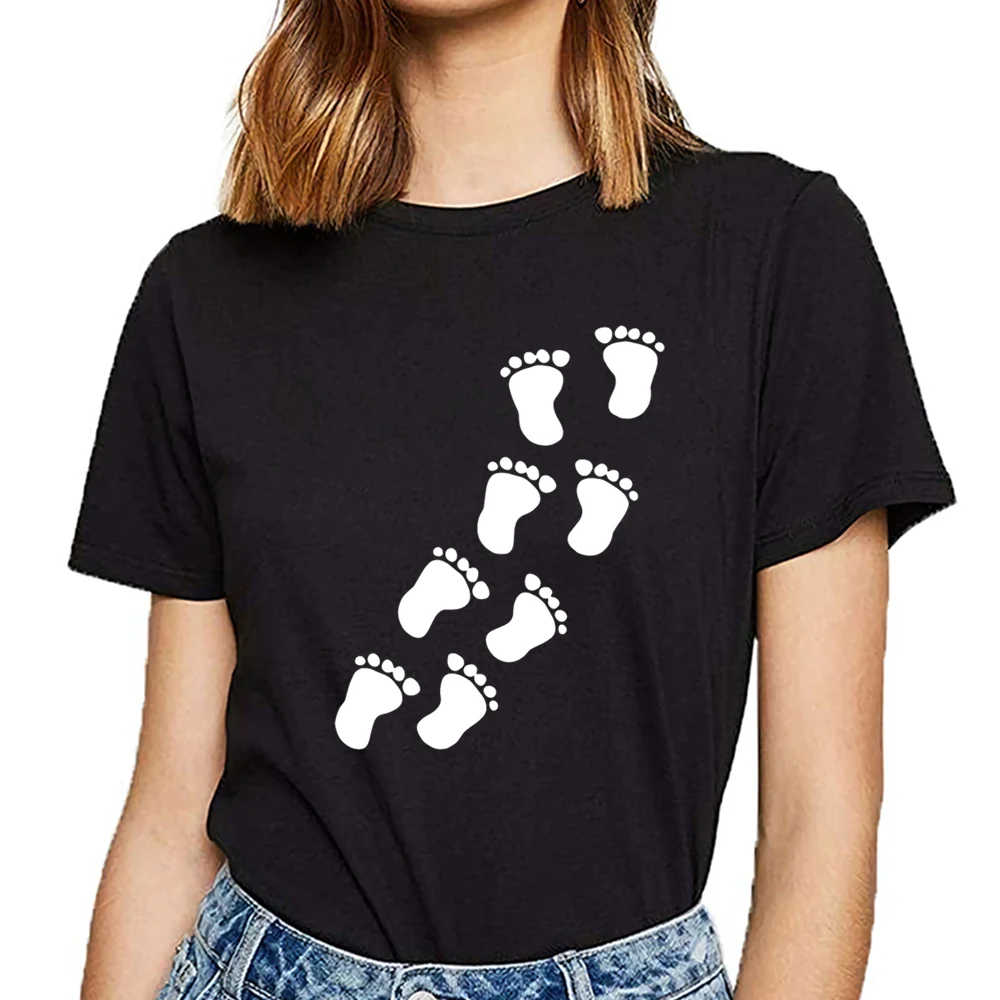 Топы футболки для женщин малышей ног 01 забавная Harajuku Хлопковая женская футболка |